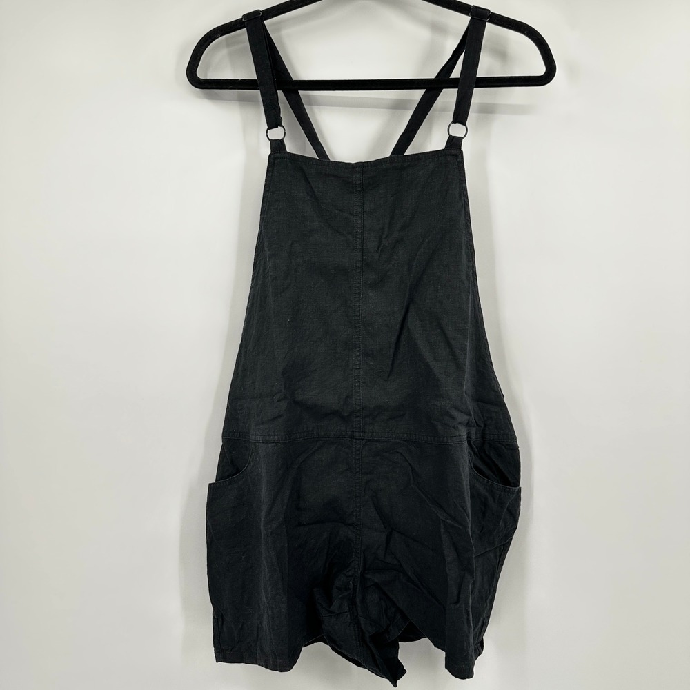 Torrid Black Linen Blend Shortall Overalls Size 1 XL Coastal Boho Summer Casual - Picture 2 of 12